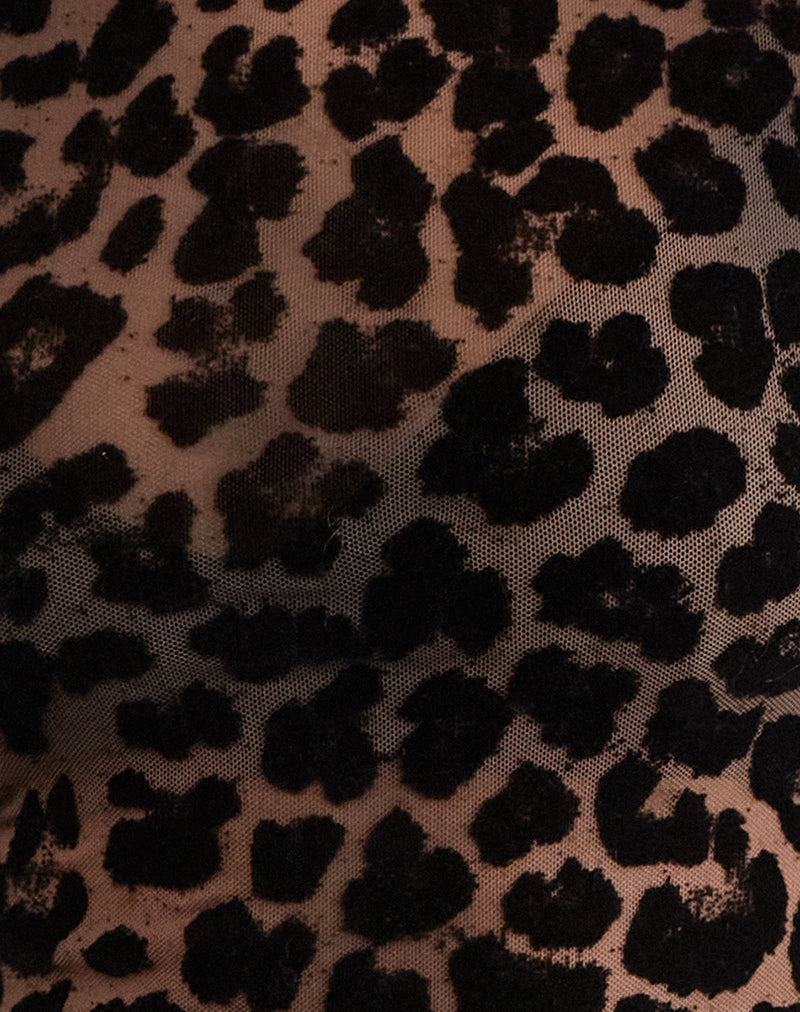 Langærmet Leopard Mesh Bluse | Perfekt til Lag-på-Lag Stil