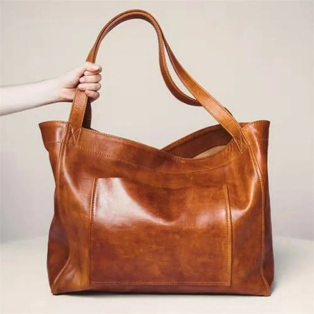 Vintage-inspireret PU Skuldertaske | Ekstra Plads og Tidløs Elegance