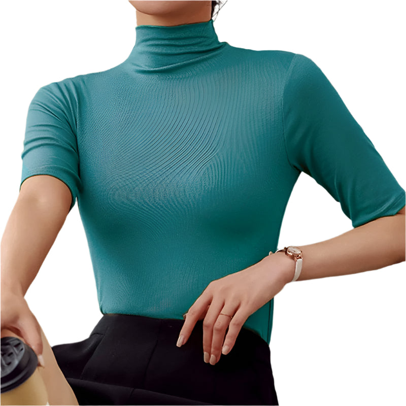 Slim Fit Rullekrave med Halv Ærme | Ideel til Basisgarderoben
