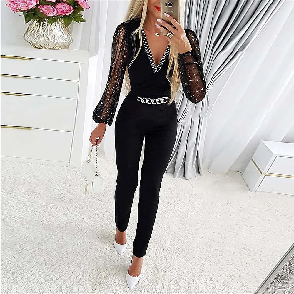 Casual Elegant Jumpsuit til Damer | Høj Talje og Slank Pasform