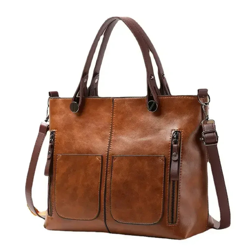 Dame Skuldertaske i Vintage Stil | Crossbody Funktion og Flere Rum