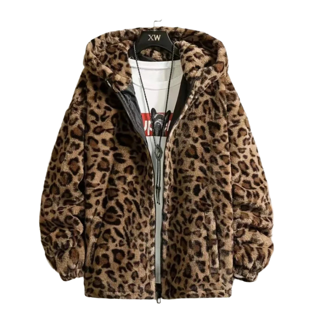 Casual og Varm Leopardrjakke til Mænd