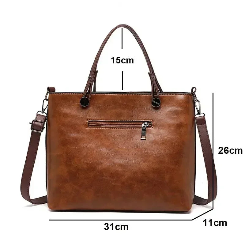 Dame Skuldertaske i Vintage Stil | Crossbody Funktion og Flere Rum