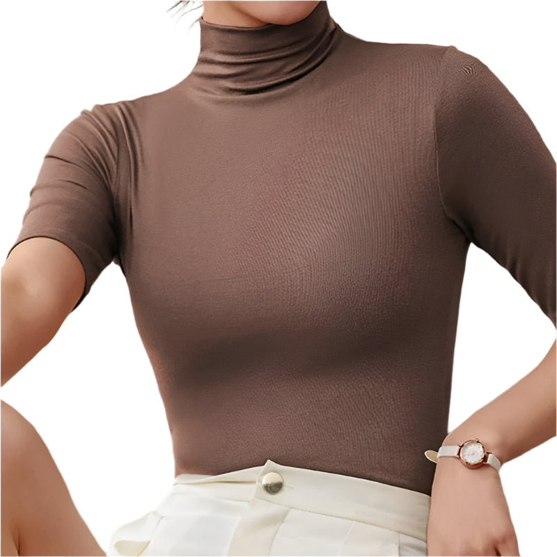 Slim Fit Rullekrave med Halv Ærme | Ideel til Basisgarderoben