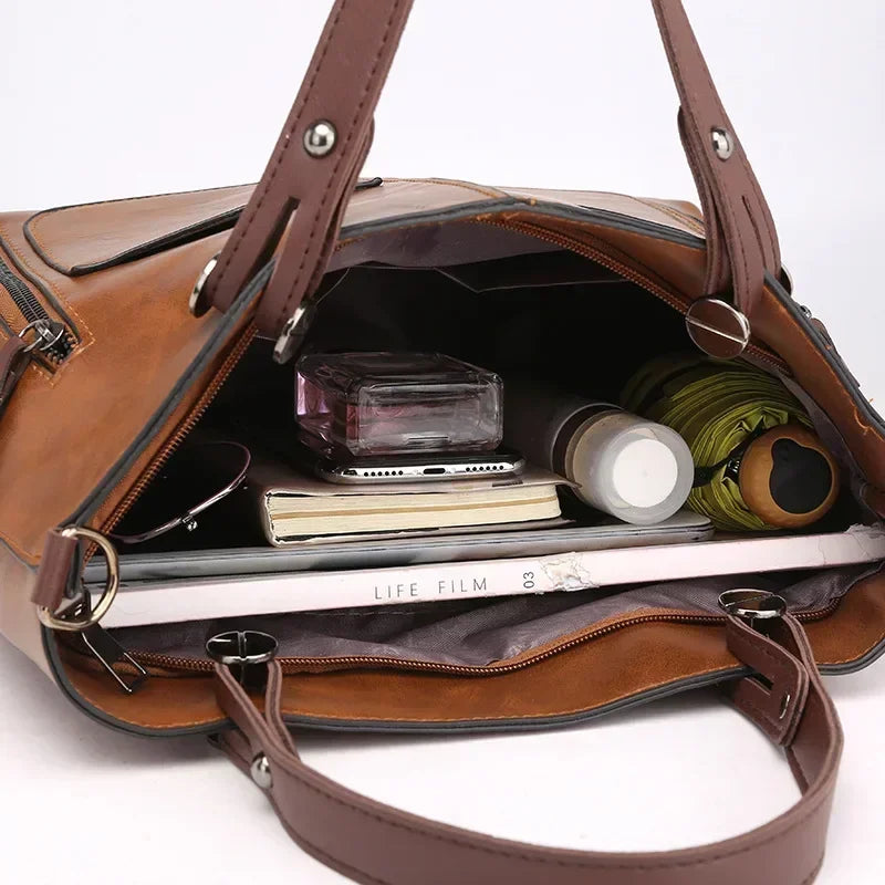 Dame Skuldertaske i Vintage Stil | Crossbody Funktion og Flere Rum
