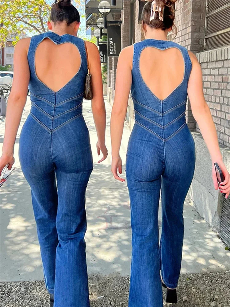 Tætsiddende Denim One-Piece | Casual og Flatterende Pasform