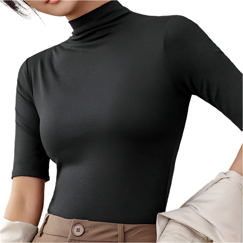 Slim Fit Rullekrave med Halv Ærme | Ideel til Basisgarderoben