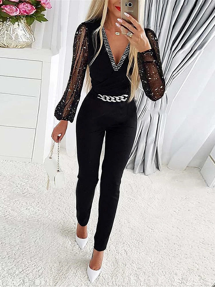 Casual Elegant Jumpsuit til Damer | Høj Talje og Slank Pasform