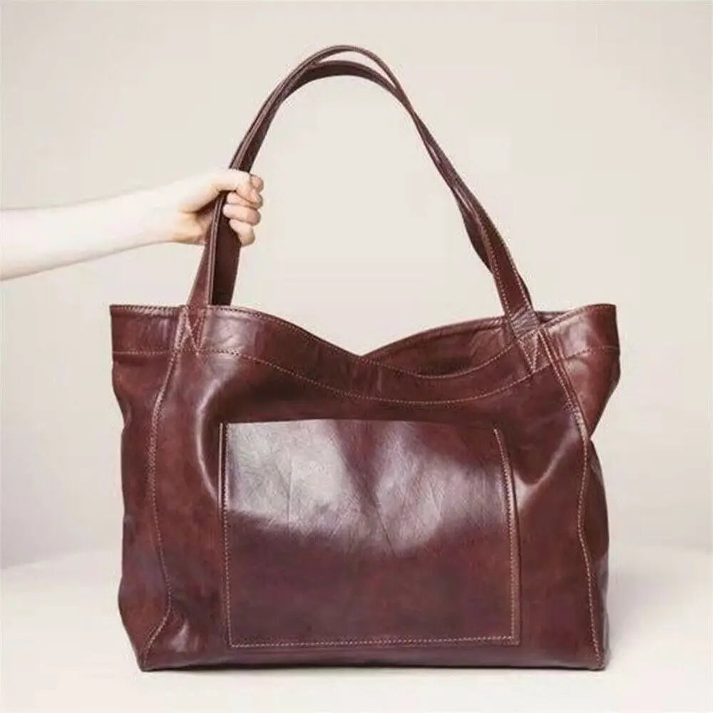 Vintage-inspireret PU Skuldertaske | Ekstra Plads og Tidløs Elegance