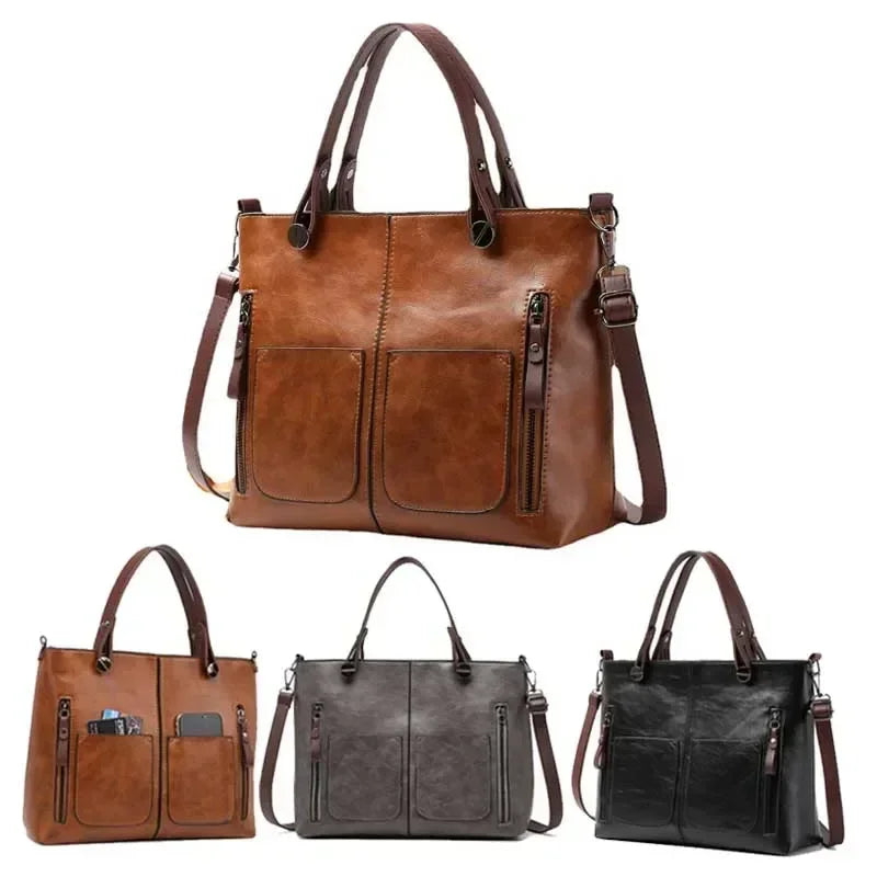 Dame Skuldertaske i Vintage Stil | Crossbody Funktion og Flere Rum