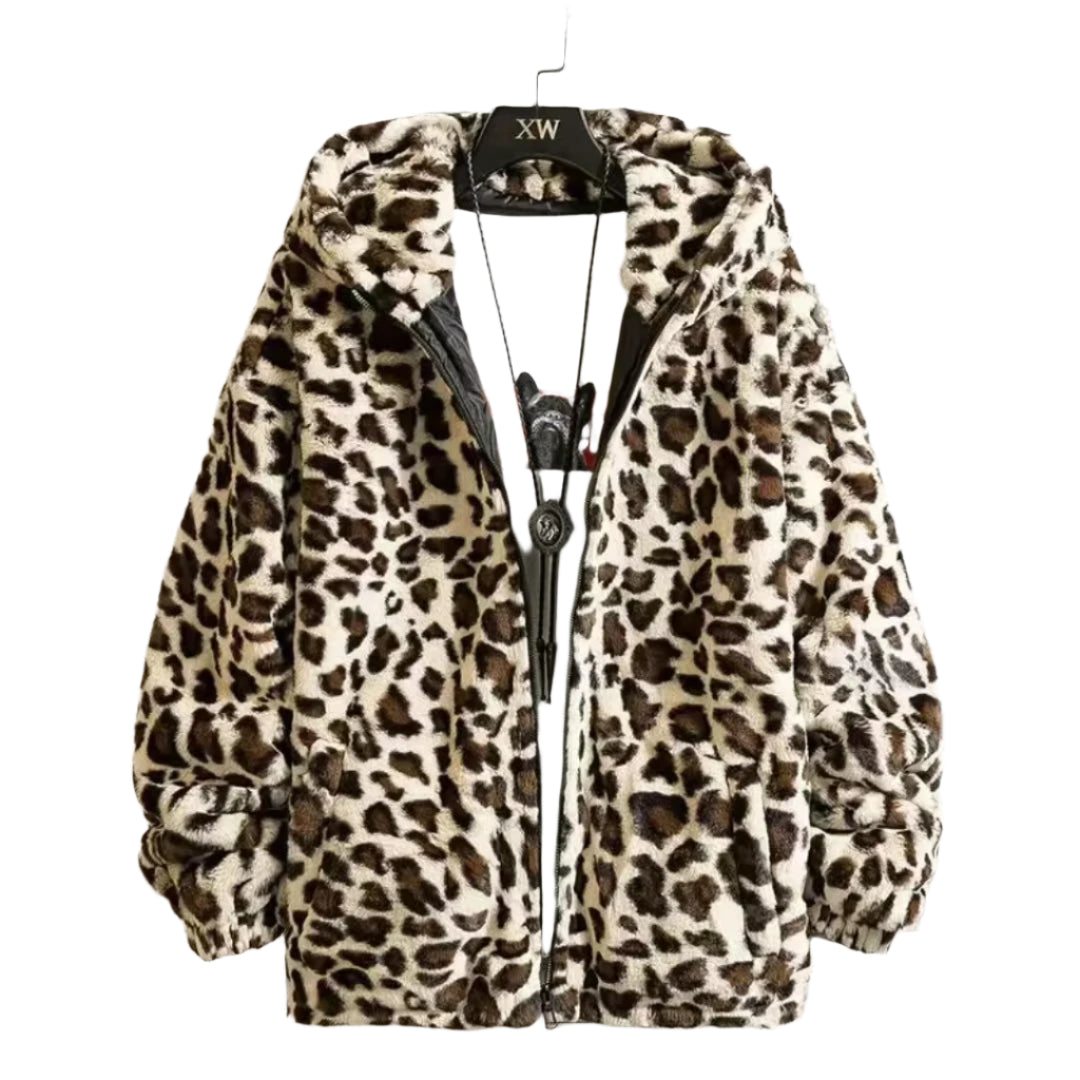 Casual og Varm Leopardrjakke til Mænd