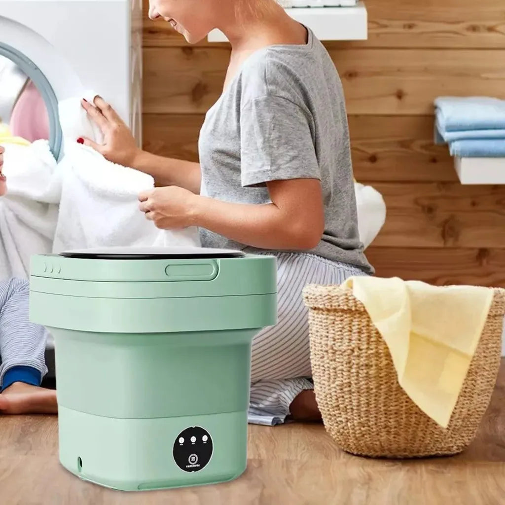 Lille vaskemaskine med nem betjening og foldbart design