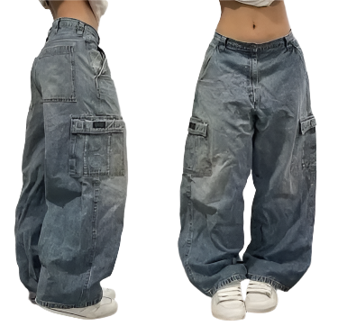 Lette Casual Streetwear Denim Baggy Bukser
