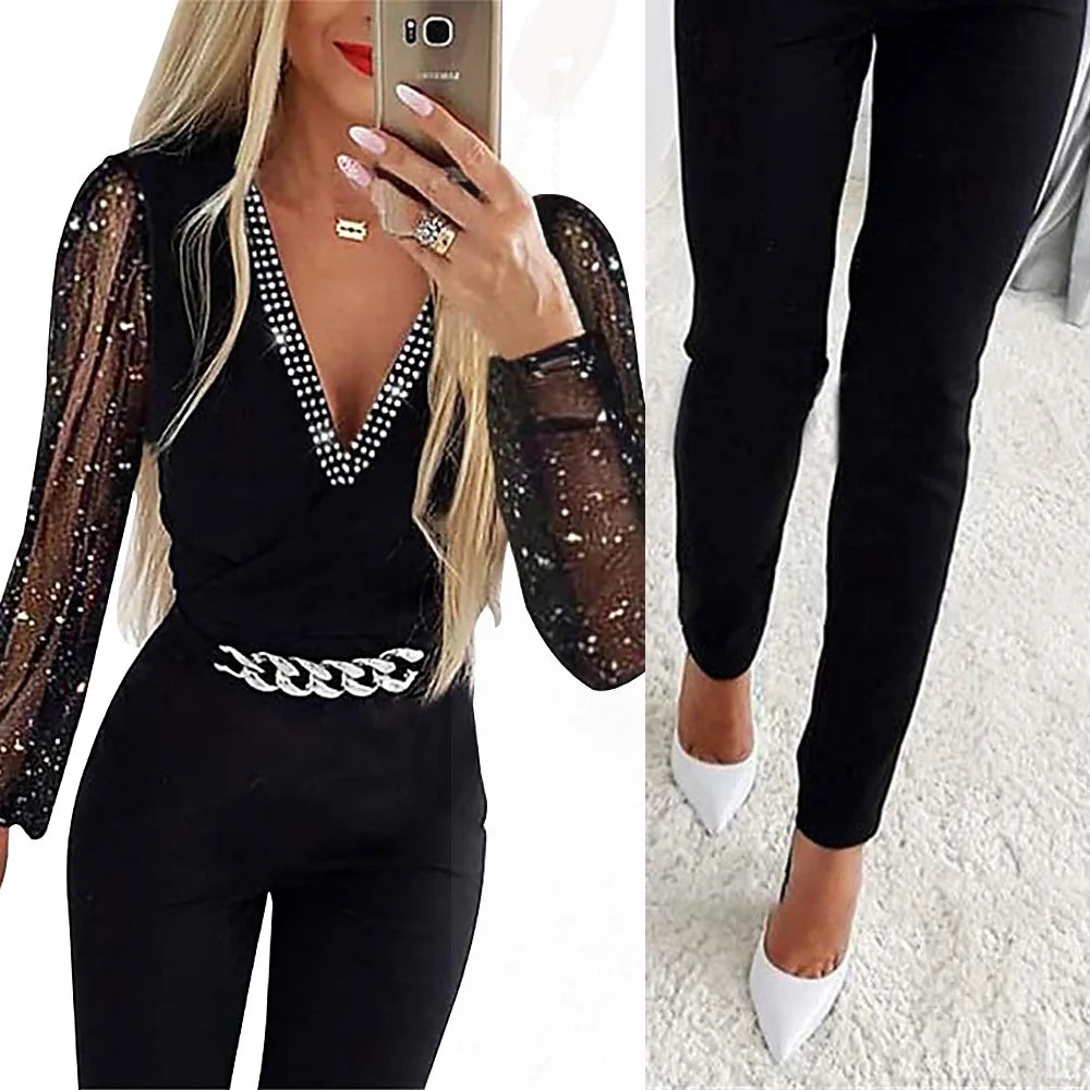 Casual Elegant Jumpsuit til Damer | Høj Talje og Slank Pasform