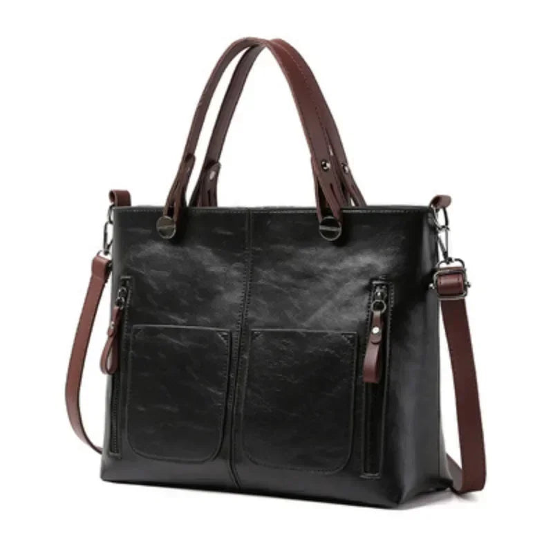 Dame Skuldertaske i Vintage Stil | Crossbody Funktion og Flere Rum