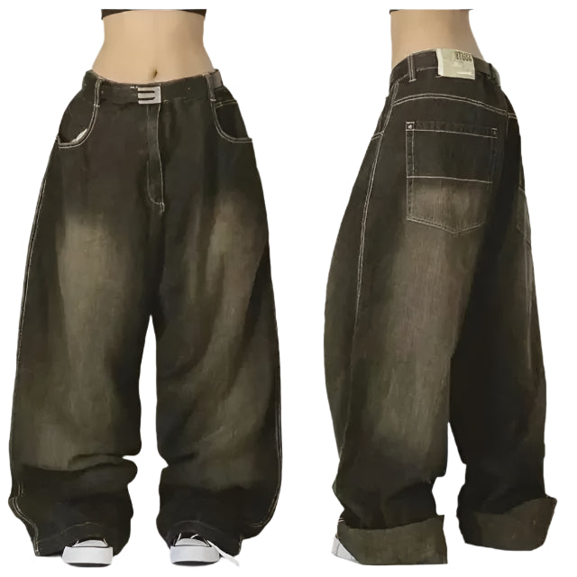 Lette Casual Streetwear Denim Baggy Bukser