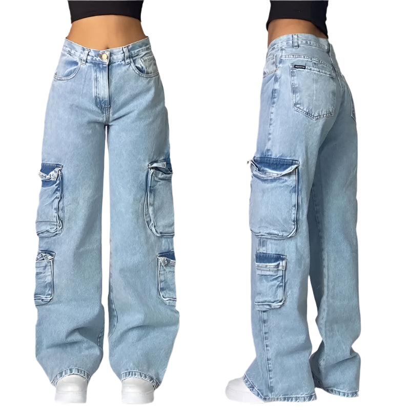 Lette Casual Streetwear Denim Baggy Bukser