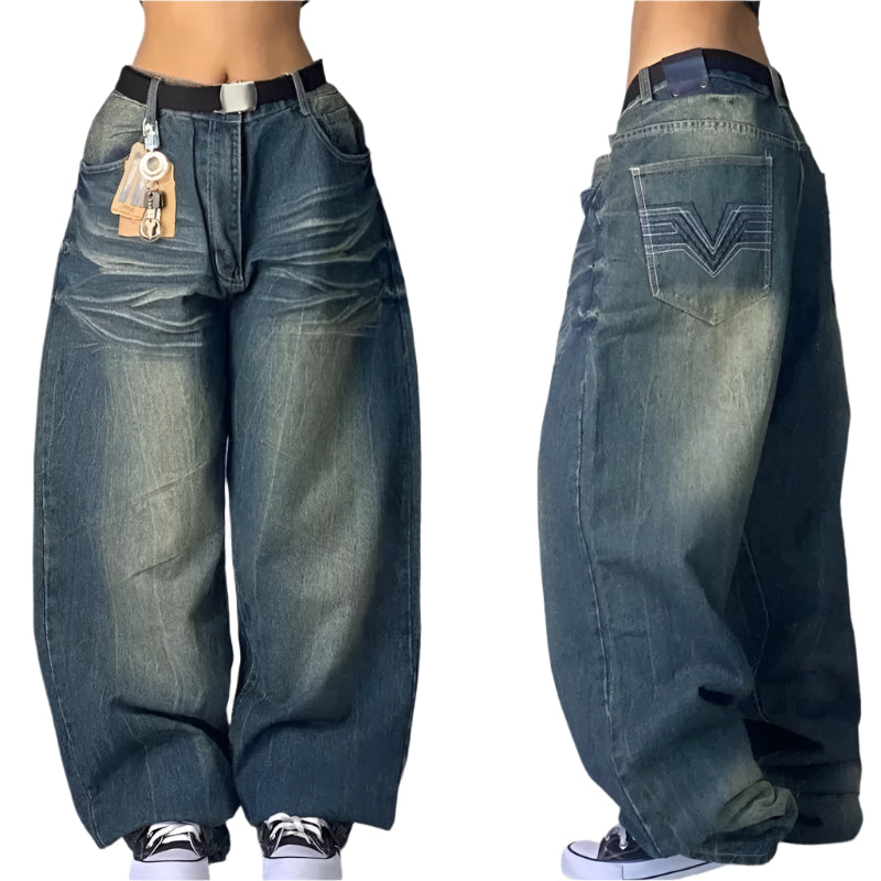 Lette Casual Streetwear Denim Baggy Bukser