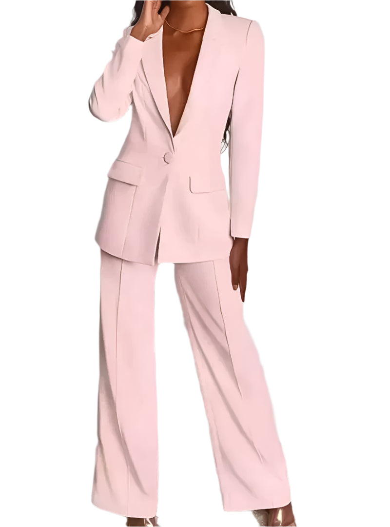 Stilfuldt Sæt med Klassisk Blazer og Tidløse Bukser
