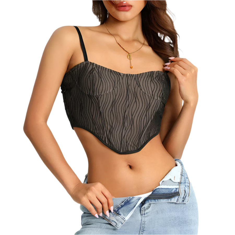 Elegant Kort Mesh Korset | Feminint Design med Bølgeeffekt
