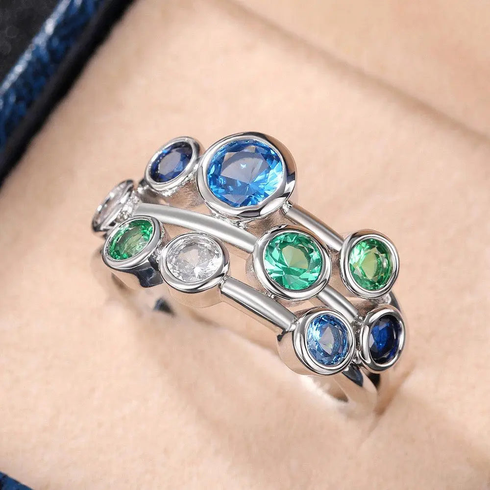 Glitrende Blå Ring | Vintage Charme i Fokus