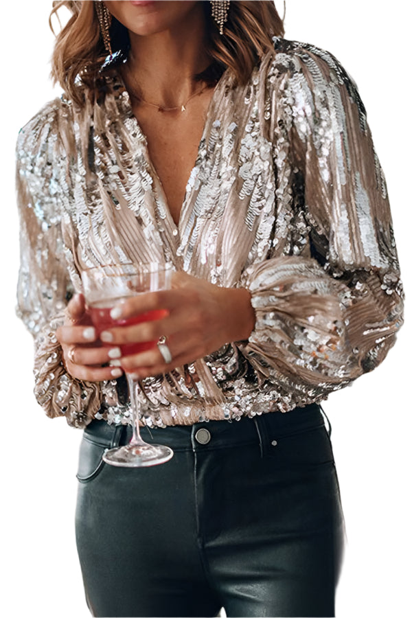 Moderne Skinnende Fest Bluse