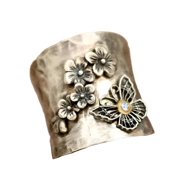 Romantisk Ring med Sommerfugl og Blomster | Boheme Naturstil