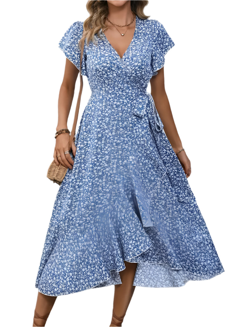 Blomstret Sommerkjole til Kvinder | Elegant Wrap-Design