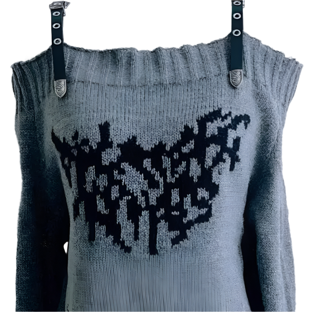 Chic og Varm Off-Shoulder Striktrøje til Efterår og Vinter