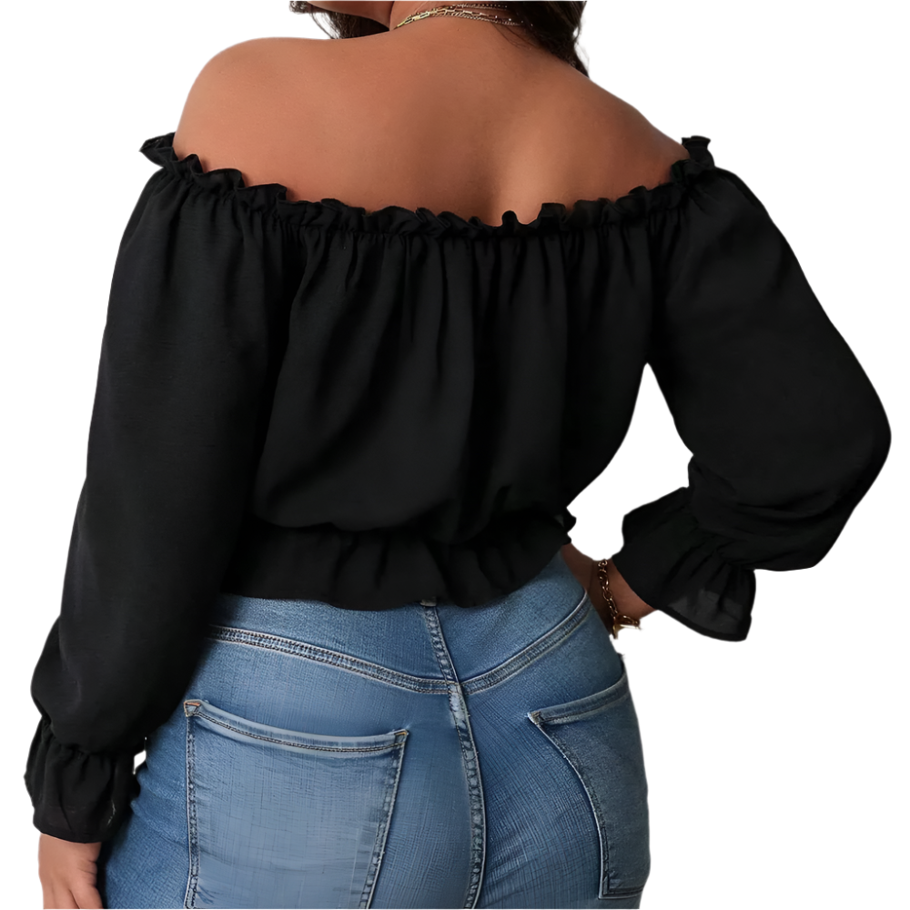 Boheme Off-Shoulder Bluse med Rynker