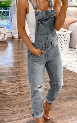 Ærmeløs Denim Jumpsuit | Afslappet Sommerstil til Kvinder