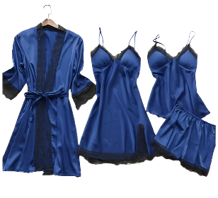 Elegant Satin Nattøj med Blondekant