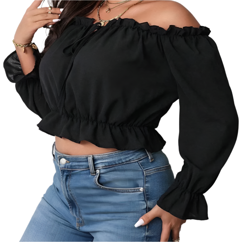 Boheme Off-Shoulder Bluse med Rynker