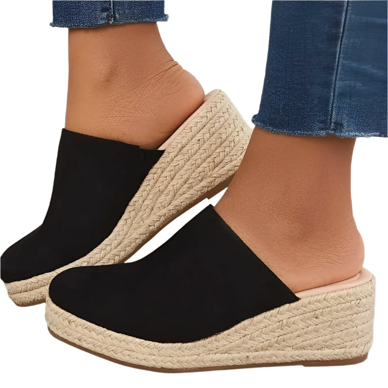 Espadrillos med Hæl | Lukket Tå og Fletdetaljer