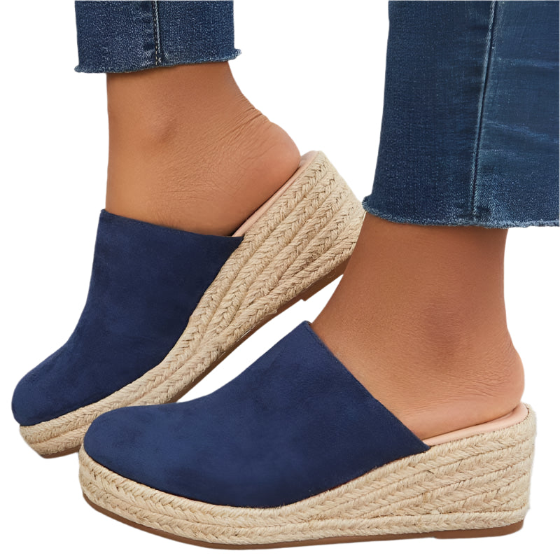 Espadrillos med Hæl | Lukket Tå og Fletdetaljer