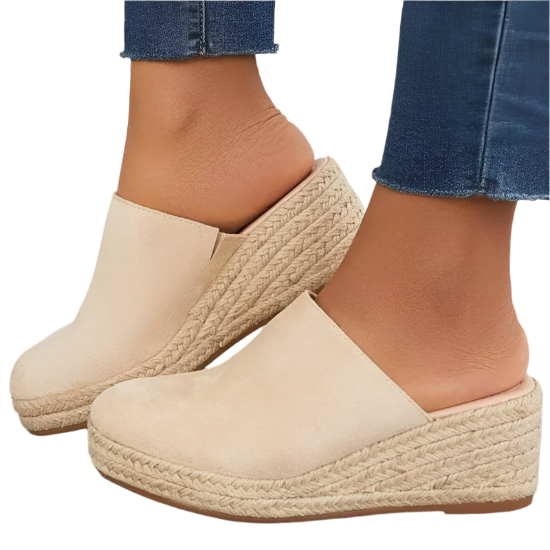 Espadrillos med Hæl | Lukket Tå og Fletdetaljer